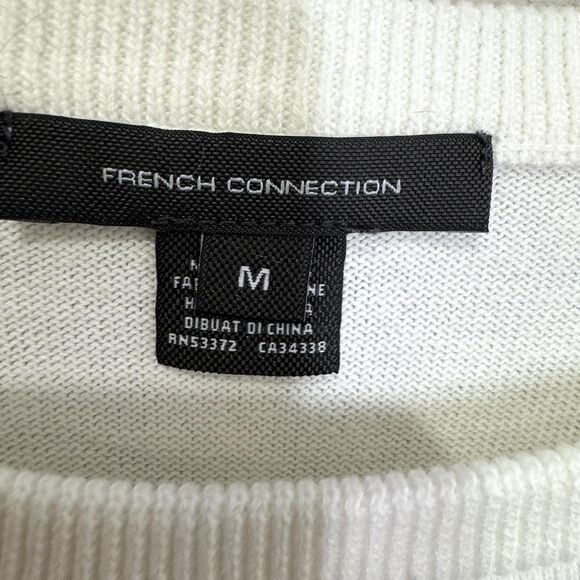 French Connection Sweater Womens Medium White Apres Ski Dog Graphic Knit Holiday - Picture 3 of 6